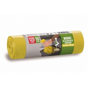 Worki na śmieci 120l LDPE Anna Zaradna do segregacji żółte plastik, metal 10 sztuk /ST-AZ-017058/