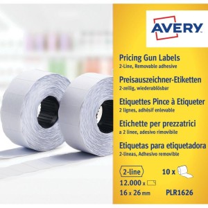 TAŚMA DO METKOWNIC 2-RZĘDOWA 26x16mm DM FALISTA AVERY ZWECKFORM BIAŁA USUWALNA 1200 ETYKIET NA ROLCE 10szt.  /PLR1626/