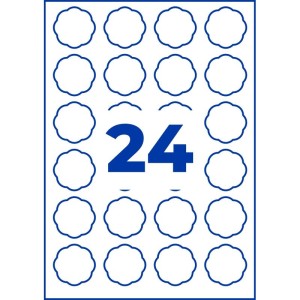 ETYKIETY PAPIEROWE USUWALNE W KSZTAŁCIE KWIATU 40,8x40,3mm AVERY ZWECKFORM 10ark 240etykiet BIAŁE  /5084/