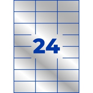 ETYKIETY FOLIOWE POLIESTROWE 70x37mm AVERY ZWECKFORM WODOODPORNE ZNAMIONOWE HEAVY DUTY 20ark 480etykiet SREBRNE MATOWE  /L6133-20/