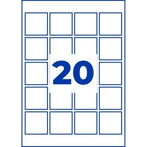 ETYKIETY FOLIOWE DO OZNACZEŃ QR  45x45mm AVERY ZWECKFORM ODPORNE NA WARUNKI POGODOWE 20ARK 400 ETYKIET BIAŁE  /L7076-20/