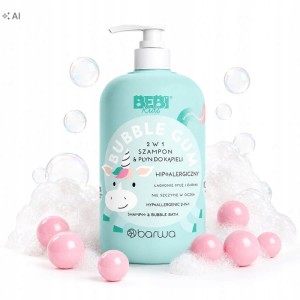Szampon i płyn do kąpieli dla dzieci 2w1 z pompką 500ml BARWA BABI KIDS guma balonowa 1szt. /02514219160410/