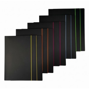 Teczka z gumką A4 kartonowa 350g D.RECT NERO teczka czarna gumka MIX KOLORÓW neonowych 1szt./111387/