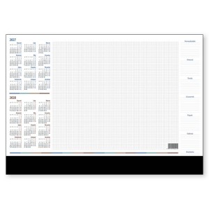 Biuwar papierowy z listwą 59,4x42,0cm A2 tygodniowy 52 kartek kalendarz dwuletni (2027,2028) CRUX listwa czarna 1szt / KB-756-A2_PCV-4.CZARNA/