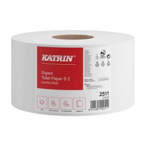 Papier toaletowy jumbo celuloza 2-warstwowy biały 100m niepylący KATRIN GIGANT PLUS S2 12szt. /2511/