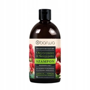 Szampon do włosów regenerujący 380ml BARWA RECEPTURY NATURY z olejem rycynowym i skrzypem polnym do włosów zniszczonych i ze skłonnością do wypadania 1szt. /04308409180620/