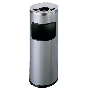 Kosz na śmieci SAFE okrągły metalowy z popielnicą srebrny /333223/