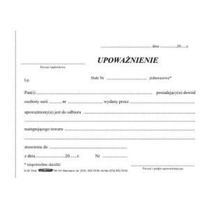 Druk "Upoważnienie"" STOLGRAF A6 k-26