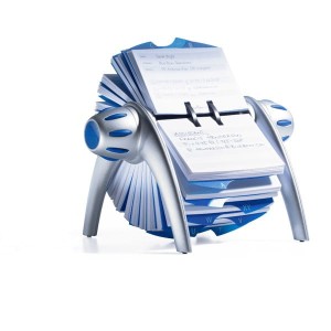 Wizytownik obrotowy z kartami i przekładkami TELINDEX Flip srebrny /2416 23/