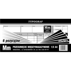 Druk samokopiujący Przesunięcie Międzymagazynowe MM 1/3 A4 80 kartek 6-pozycyjne TYPOGRAF /01166/