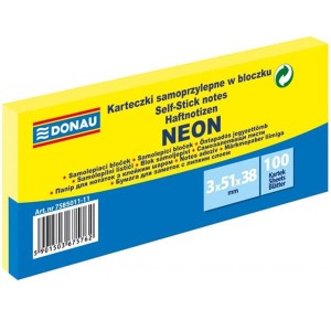 Notes samoprzylepny 38x51mm 3x100 kartek neonowy żółty DONAU /7585011-11/