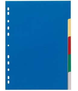 Przekładki A4 wykonane z  PP kolorowe indeksy 5 części /673027/