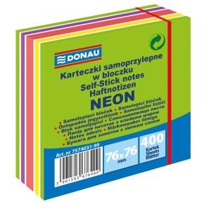 Notes samoprzylepny 76x76mm 400 kartek neon-pastel zielony DONAU /7574031-99/