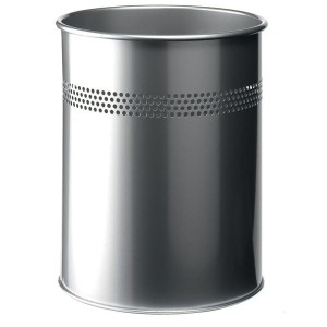 Kosz na śmieci okrągły metalowy 15l perforacja 30mm srebrny /330023/