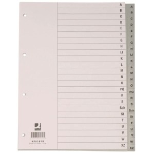 Przekładki Q-Connect, PP, A4, 230x297mm, A-Z, 20 kart, szare /KF01817/