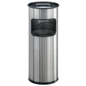 Kosz na śmieci okrągły z popielnicą stal nierdzewna /337323/