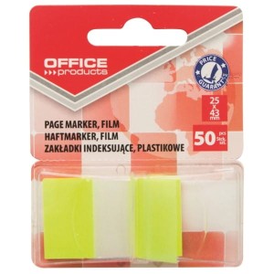 Zakładki indeksujące 25x43mm PP 1x50szt. OFFICE PRODUCTS pół transparentne pół żółte 50szt. /14223121-06/