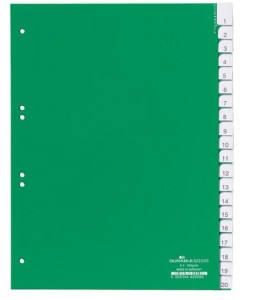 Przekładki zgrzane A4 wymienne indeksy A-Z 20 części zielone /622305/