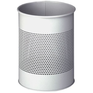 Kosz na śmieci okrągły metalowy 15l perforacja 165mm szary /331010/