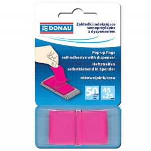 Zakładki indeksujące PP 25x45mm 50szt różowe DONAU /7558001PL-13/