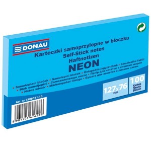 Notes samoprzylepny 76x127mm 100 kartek neonowy niebieski DONAU /7588011-10/
