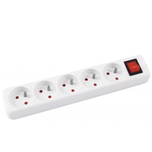 Przedłużacz z ochroną  przeciwprzepięciową, uziemieniem i wyłącznikiem 3m/5 gniazd OFFICE PRODUCTS biały /13115341-14/