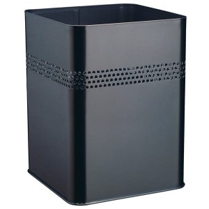 Kosz na śmieci kwadratowy metalowy 18,5l z perforacją 30mm czarny /332001/