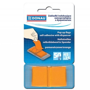 Zakładki indeksujące PP 25x45mm 50szt. pomarańczowe DONAU /7558001PL-07/