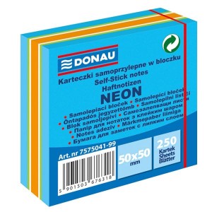 Notes samoprzylepny 50x50mm 250 kartek neon-pastel niebieski DONAU /7575041-99/