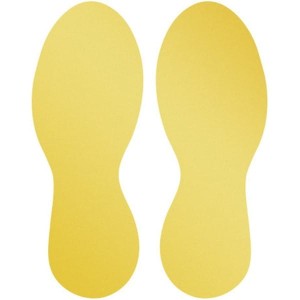 Oznaczenie podłogowe do znakowania "STOPY" DURABLE 90mm x 240mm x 0,2mm odklejalne żółte 5 par /104704/