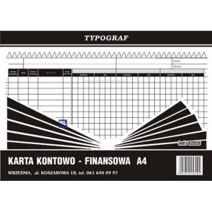 Druk offsetowy karta kontowo-finansowa A4 80 kartek TYPOGRAF /02020/