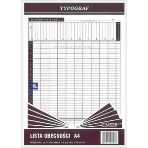 Druk "Lista Obecności" 2027 TYPOGRAF