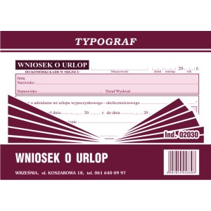 Druk "Wniosek Urlopowy" 2030 TYPOGRAF /02030/