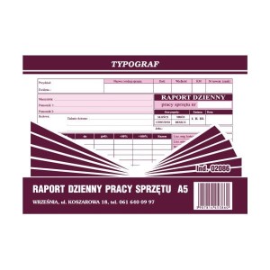 Druk "Raport Dzienny Pracy Sprzętu" 02086 TYPOGRAF