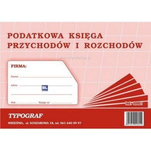 Druk offsetowy podatkowa księga przychodów i rozchodów A4 48 kartek TYPOGRAF /48001/