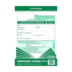 Druk orzeczenie lekarskie typ A TYPOGRAF /01137/