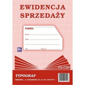 Druk "Ewidencja Sprzedaży Pion" A5 48010 TYPOGRAF