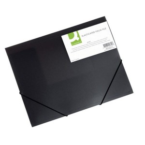 Teczka z gumką Q-Connect, PP, A4, 400mikr., 3-skrz., transparentna czarna /KF02314/