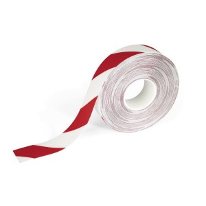 Taśma podłogowa do znakowania DURABLE Duraline 50mm x 0,7mm x 30m biało-czerwona /1726132/