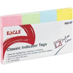 Zakładki indeksujące 20x50 mm papierowe 4x50szt. pastelowe EAGLE 652-5P /150-1374/