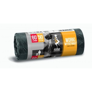 Worki na śmieci 60l HDLD 6,3µm ANNA ZARADNA czarne 50szt. /WNS-0806/