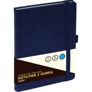 Notatnik A5/80 kratka GRAND oprawa twarda z gumką granatowy /150-1383/