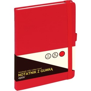 Notatnik A5/80 kratka GRAND oprawa twarda z gumką czerwony /150-1382/