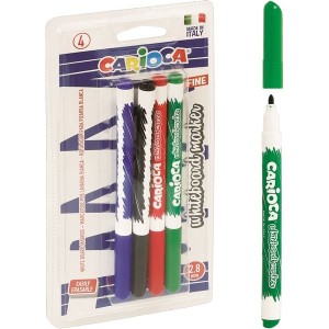 Marker suchościeralny i do flipchartu okrągły CARIOCA 4 kolory zestaw /160-2175/
