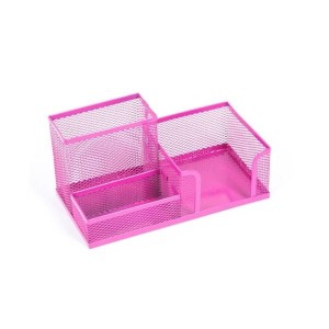 Przybornik na biurko metalowy siatka D.RECT różowy /009988/