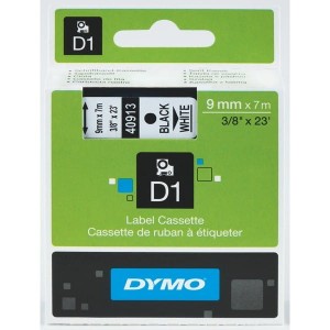 Taśma DYMO D1 9 mm/7m podkład biały nadruk czarny 40913 /S0720680/