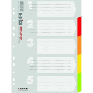 Przekładki Office Products, karton, A4, 227x297mm, 5 kart /21070521-99/