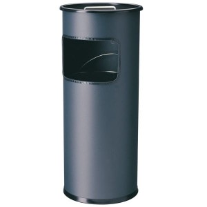 Kosz na śmieci okrągły metalowy  z popielnicą antracytowy / 333058/