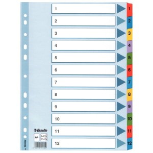 Przekładki ESSELTE MYLAR kartonowe 1-12 A4 numeryczne /100162/