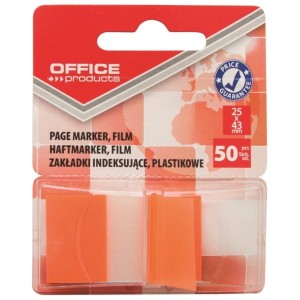 Zakładki indeksujące 25x43mm PP 1x50szt. OFFICE PRODUCTS pół transparentne pół pomarańczowe 50szt. /14223121-07/